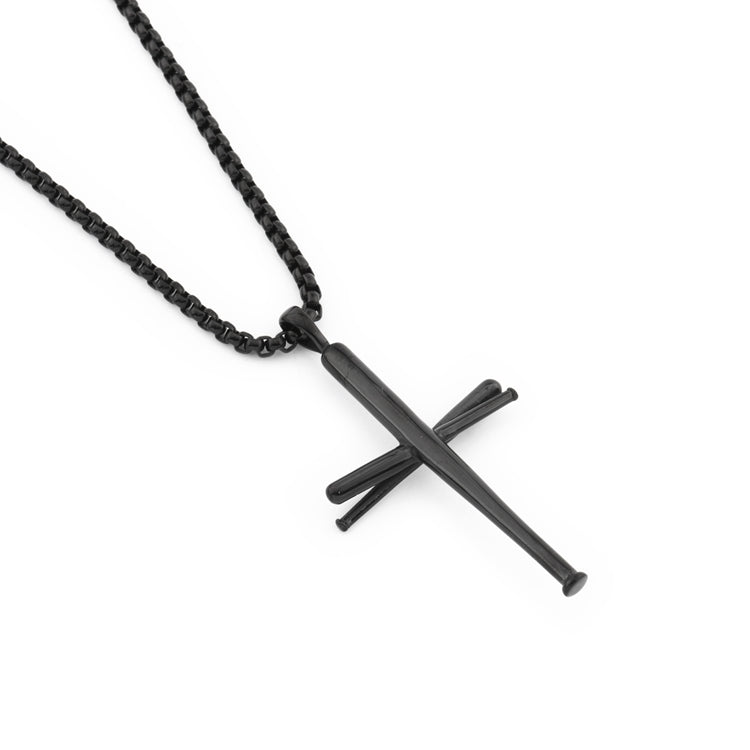 Baseball bat cross hip hop necklace - Minihomy