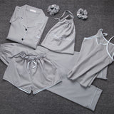 Summer Seven-Piece Suit Suspenders Ice Silk Pajamas