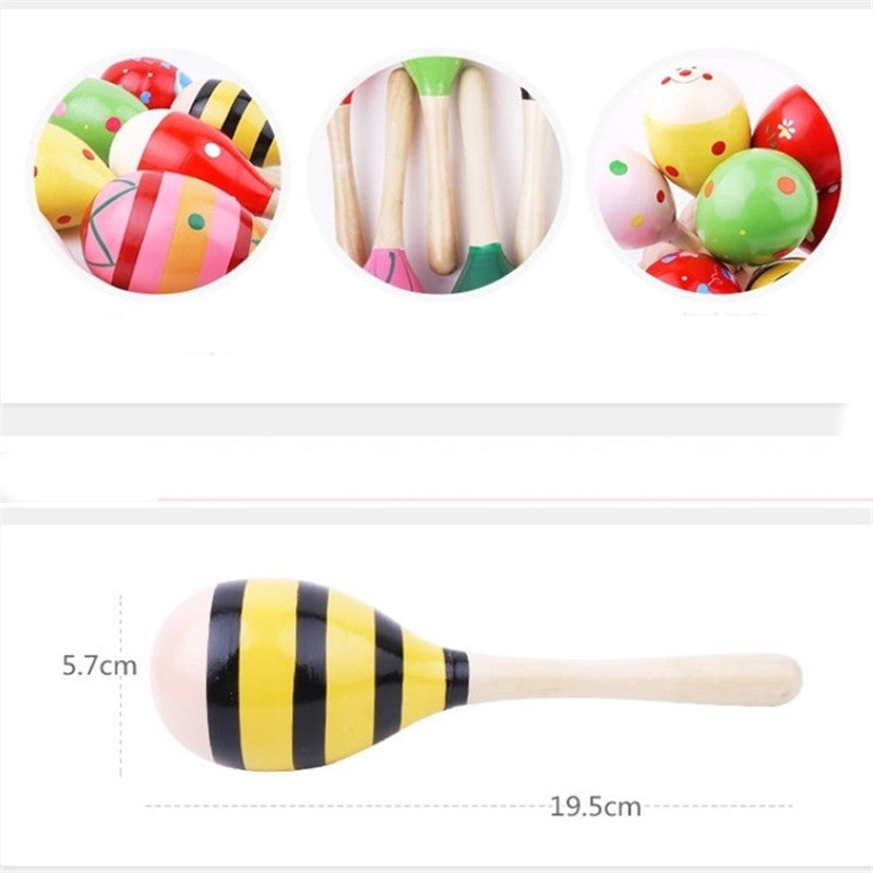 Children's wooden toys Maraca Hand Rattles Kids Musical Party Favor Child Baby