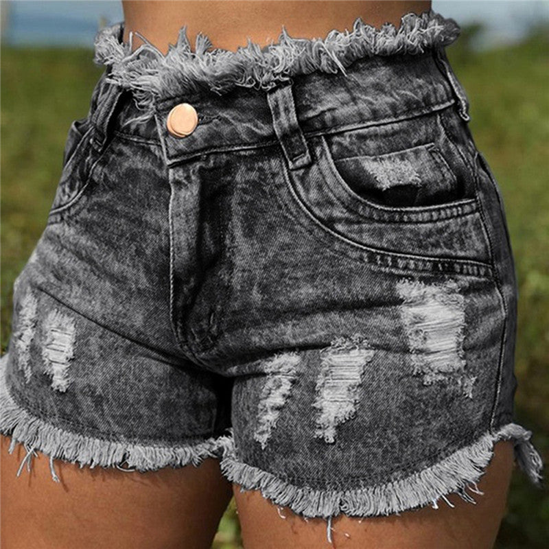 Tassel Torn Hole Women's Denim Shorts