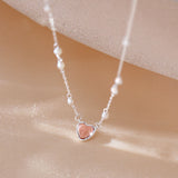 925 Silver Plated Heart Necklace Female Pearl Advanced - Minihomy