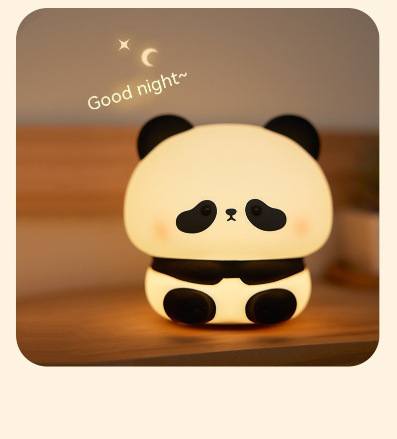 Panda LED Night Light Cute Silicone Night Light USB Rechargeable Touch Night Lamp Bedroom Timing Lamp Decoration Children's Gift Home Decor - Minihomy