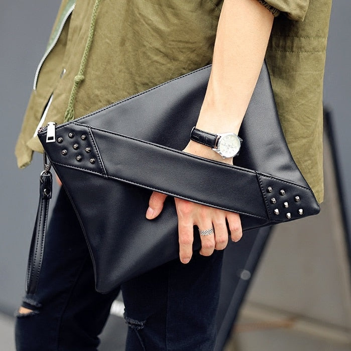 Chic Rivet Detail PU Leather Tote Bag