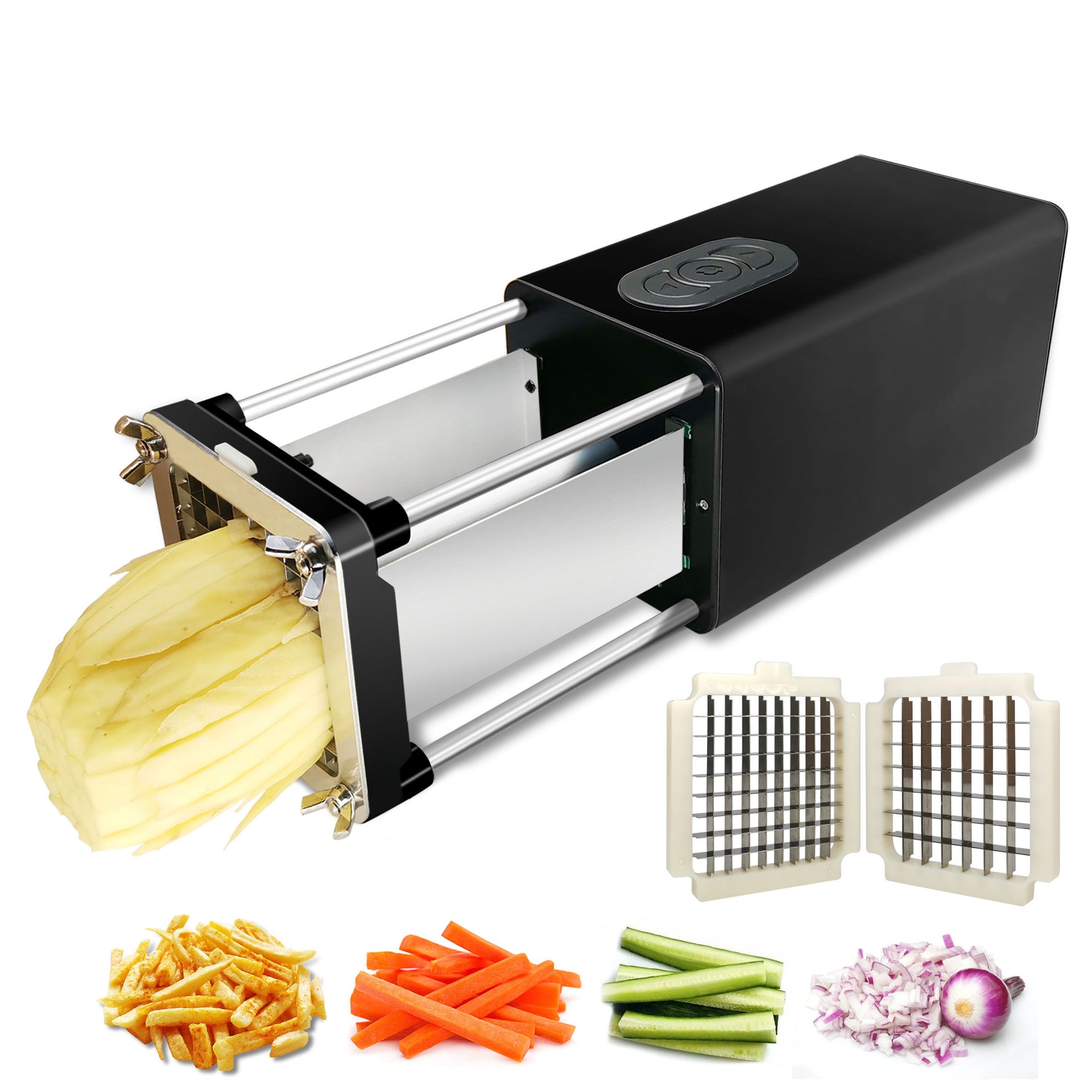 Electric French Fry Cutter - Stainless Steel Vegetable Potato Carrot Slicer - Minihomy