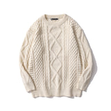 Retro Rhombus Twist Round Neck Sweater: Effortless Style for Every Season