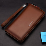 Men's long zipper leather handbag men wallet - Minihomy