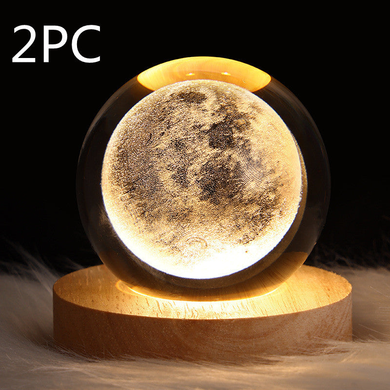 Moon & Planets Crystal Ball Night Light Projector - Creative Gift - Minihomy