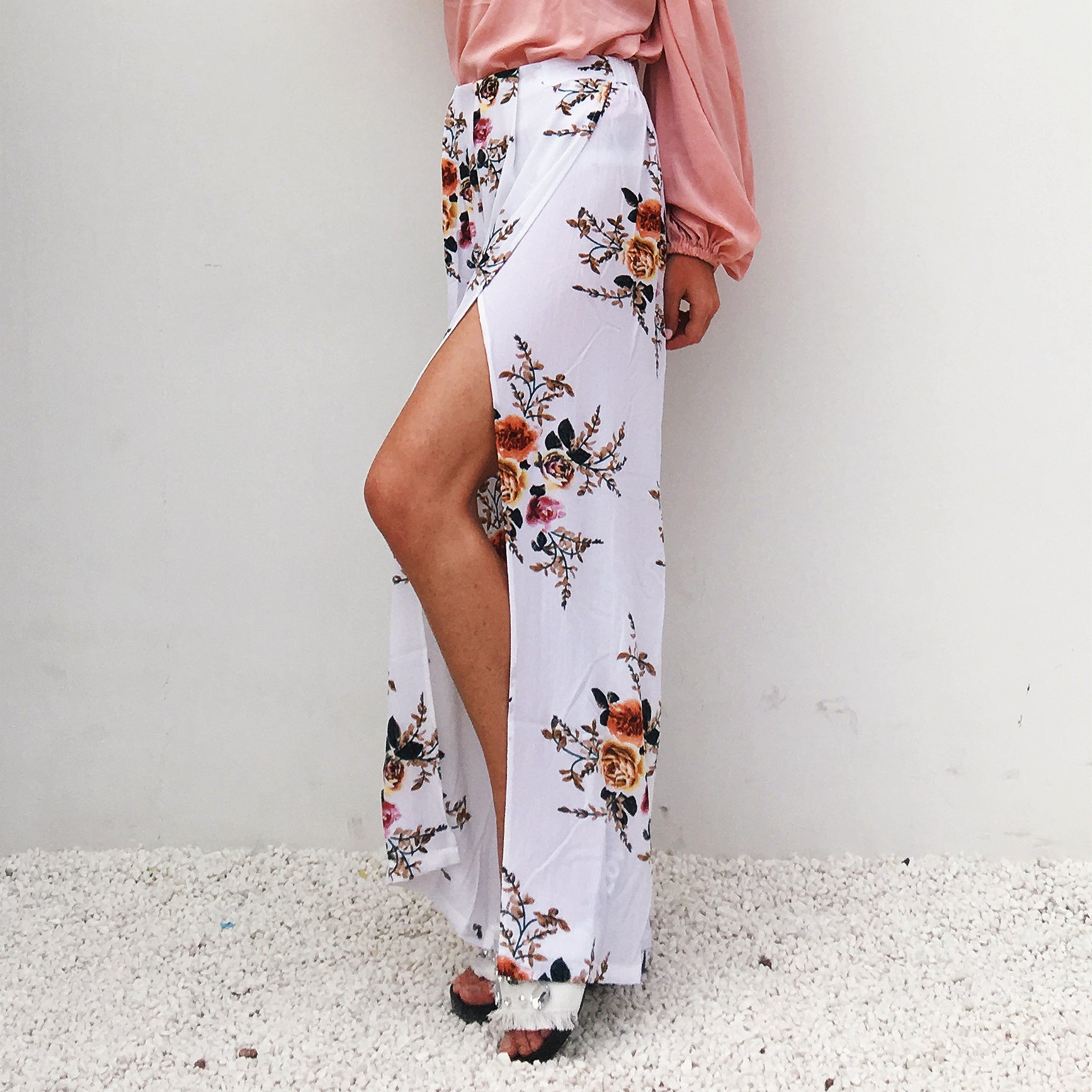 Summer Women's Chiffon Printing Split Loose Wide Leg Casual Pants: Embrace Effortless Style