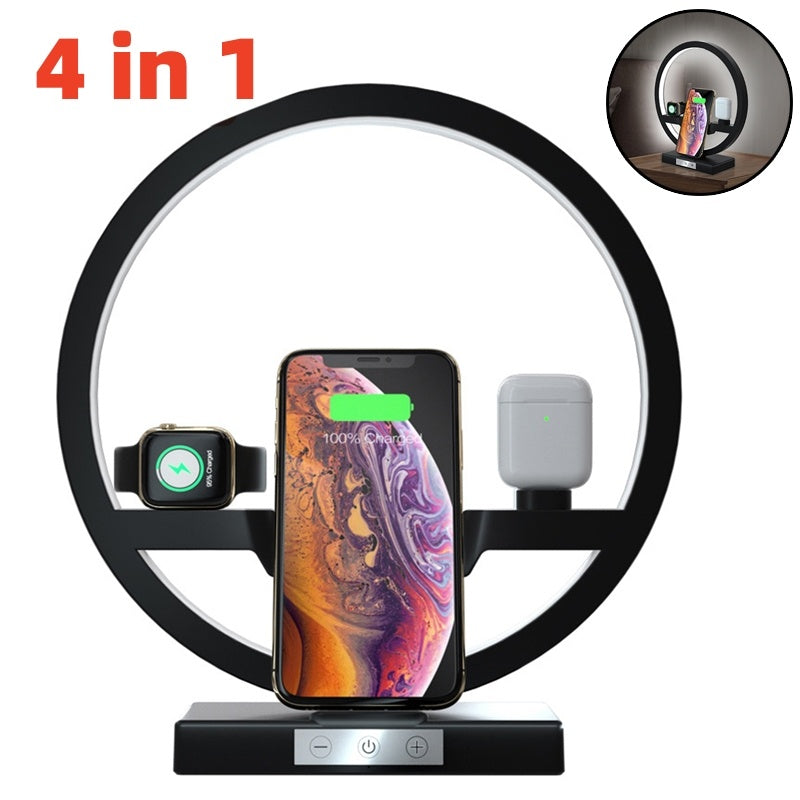 Wireless Charging Stand with Touch Lamp - 10W Fast Charge for Apple Watch, Phones & Headphones