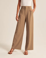 High Waist Straight Trousers With Pockets Wide Leg Casual Suit Pants For Women