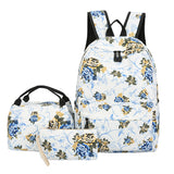 Floral Bags 3pcs Schoolbag Backpack Lunch Bag And Wallets: Your Stylish Companion for Every Adventure