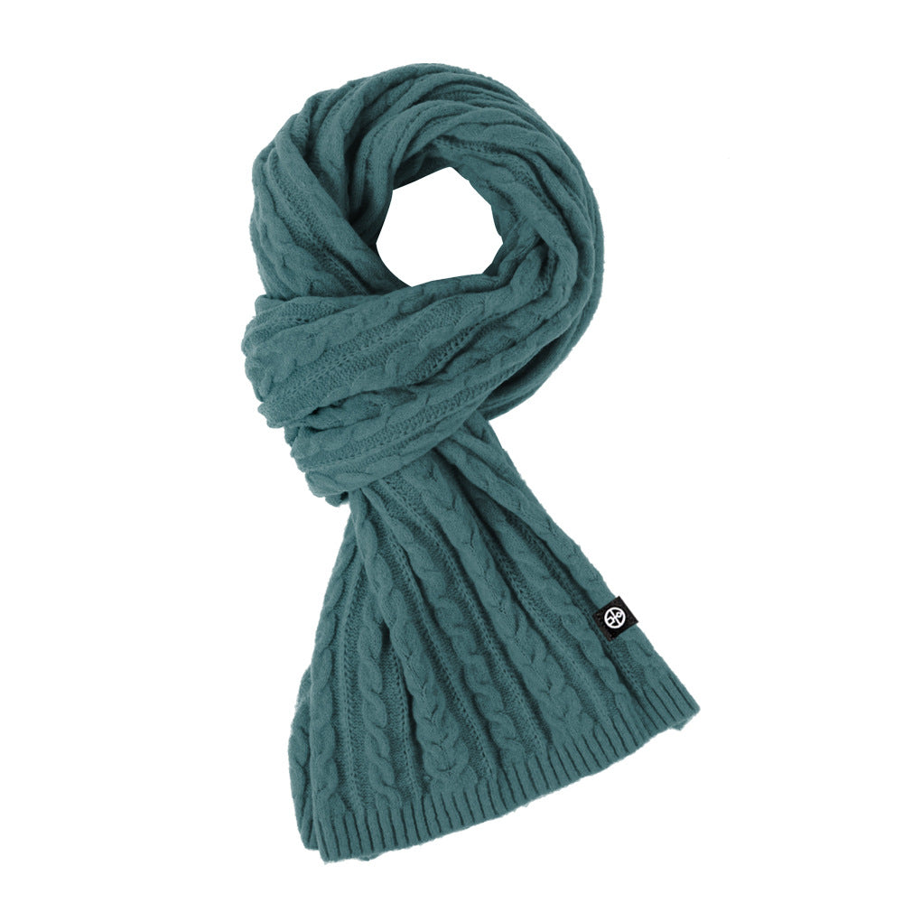 Solid Color Scarf For Women Winter Warm Versatile  Shawl Sweet Knitted Woolen Long Scarf