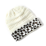 Beanie Women's Warm Leopard Print Knitted Hat Winter