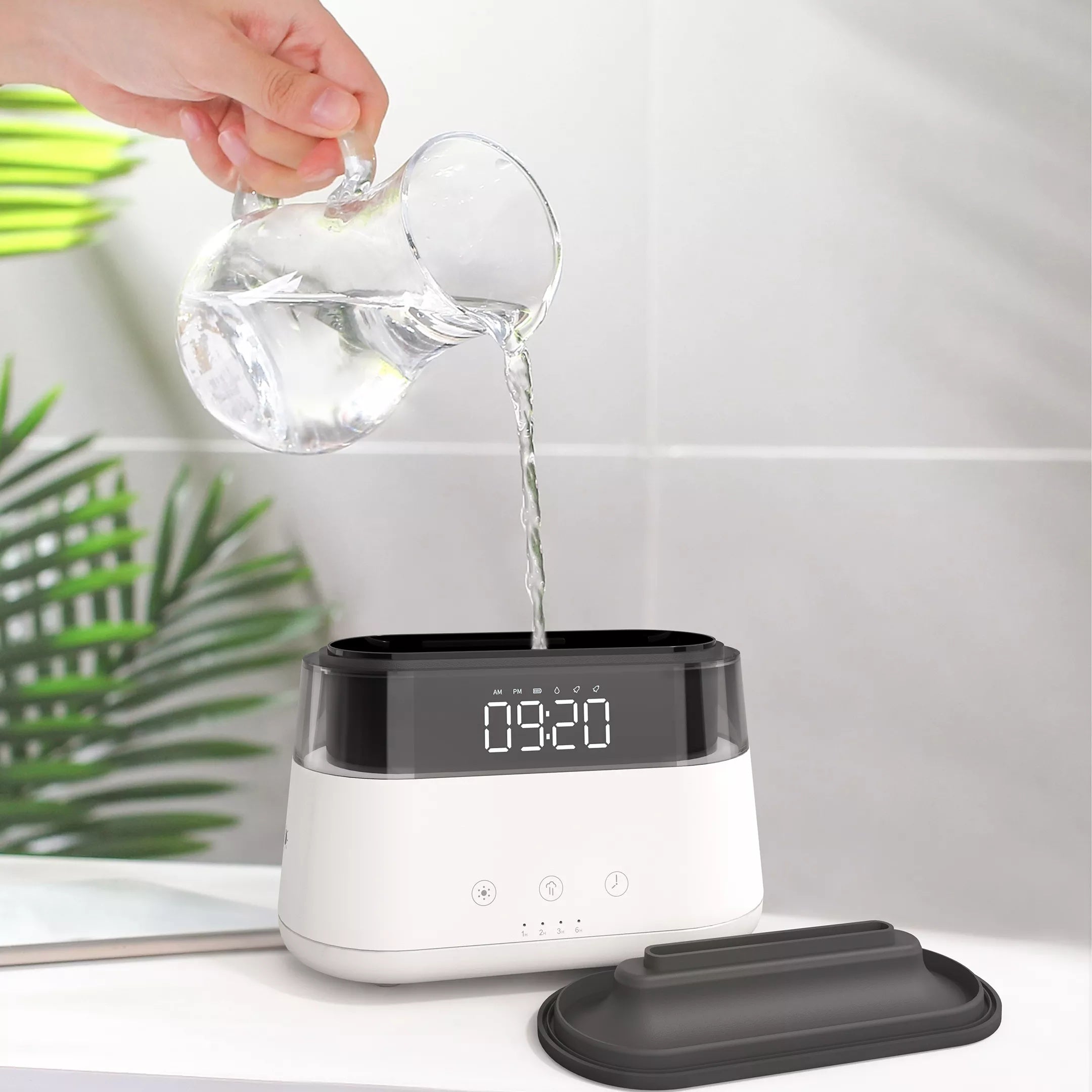 Elegant Alarm Clock Oil Diffuser Innovative Simulation Flame Humidifier With Timer Function Flame Night Light - Minihomy