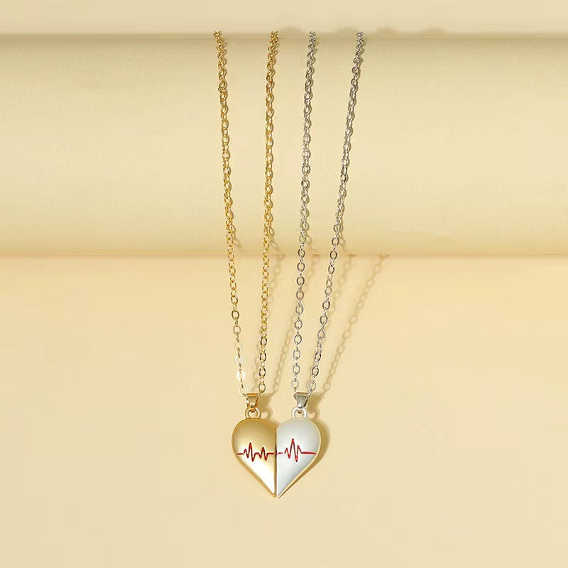 Heartbeat Magnetic Heart Necklace - Love Couple Jewelry