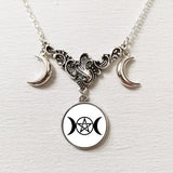 Triple Moon Silver Necklace