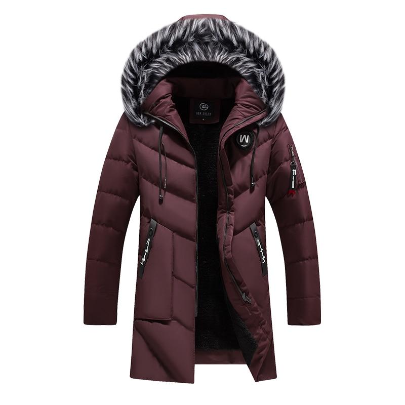 Men's Thick Fleece Winter Jacket Hooded Warm Cotton Parka