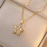 Fashion Rotating Bauhinia Zircon Necklace