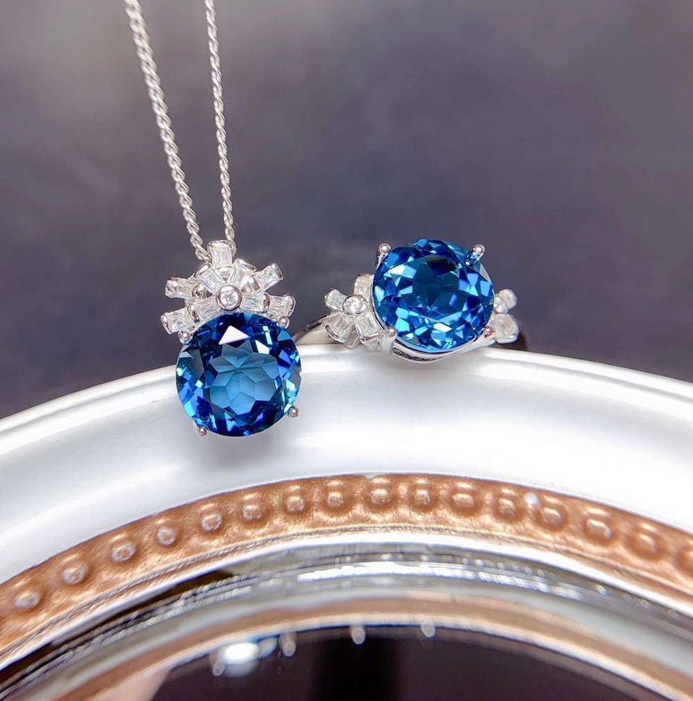 Jewelry Sets For Women London Blue Stones Pendants Necklaces - Minihomy