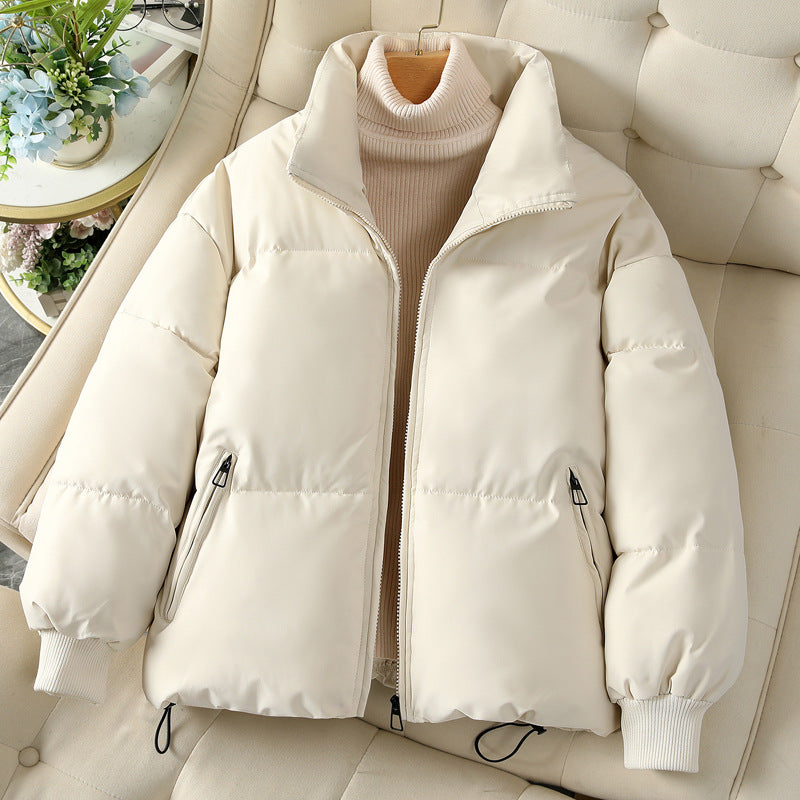 Bread Coat Women's Solid Color Stand Collar Loose Warm Down Jacket - Minihomy