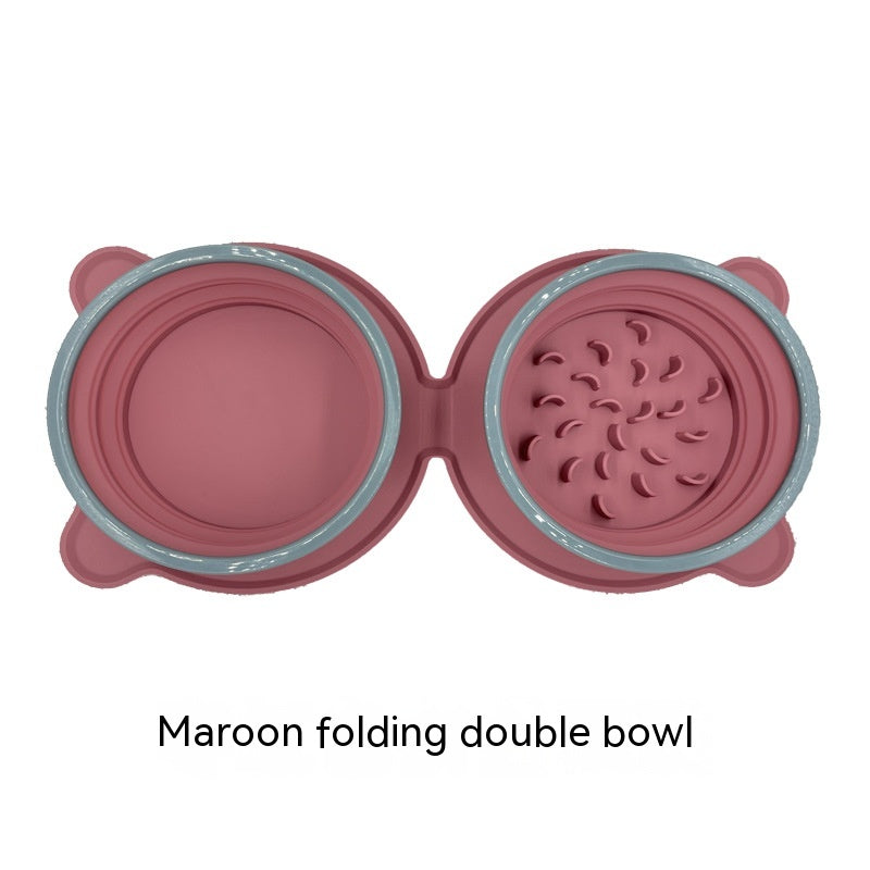 Portable Silicone Double Dog Food Bowls: Compact, Durable, and Travel-Friendly