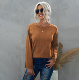 Women's Loose Pullover Long Sleeve Solid Color Sweater