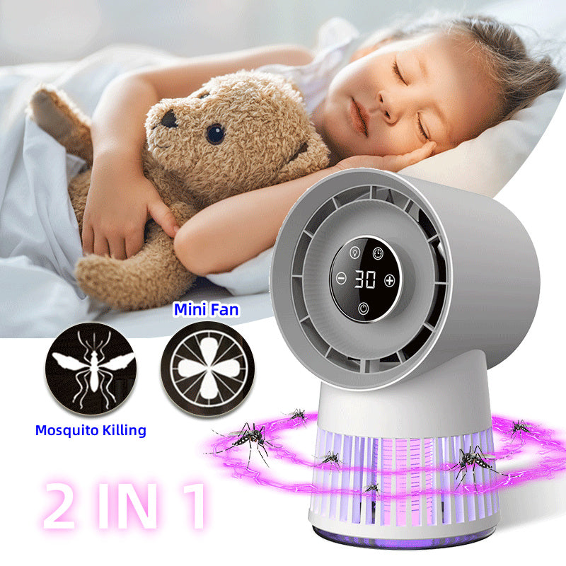 Creative 2-in-1 Mosquito Killing Mini Desk Fan Electric Mosquito Killer USB Rechargeable Fan Night Lamp Home And Outdoor Supplies - Minihomy