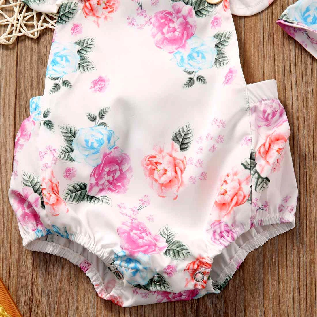 Floral Ruffled Set Infant Casual Trend Cute Little Floral Triangle Dress Two Piece Suit