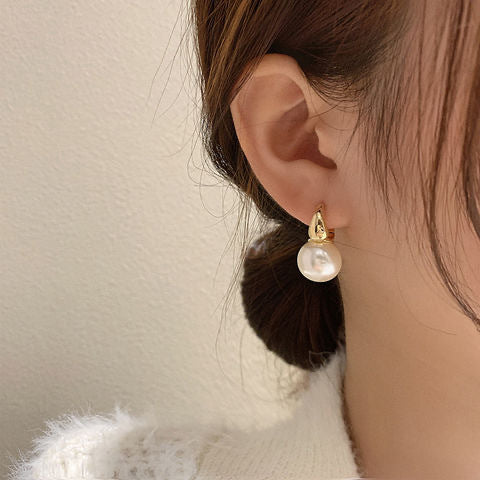 Large Pearl Earrings Simple Double-sided Ear Clip