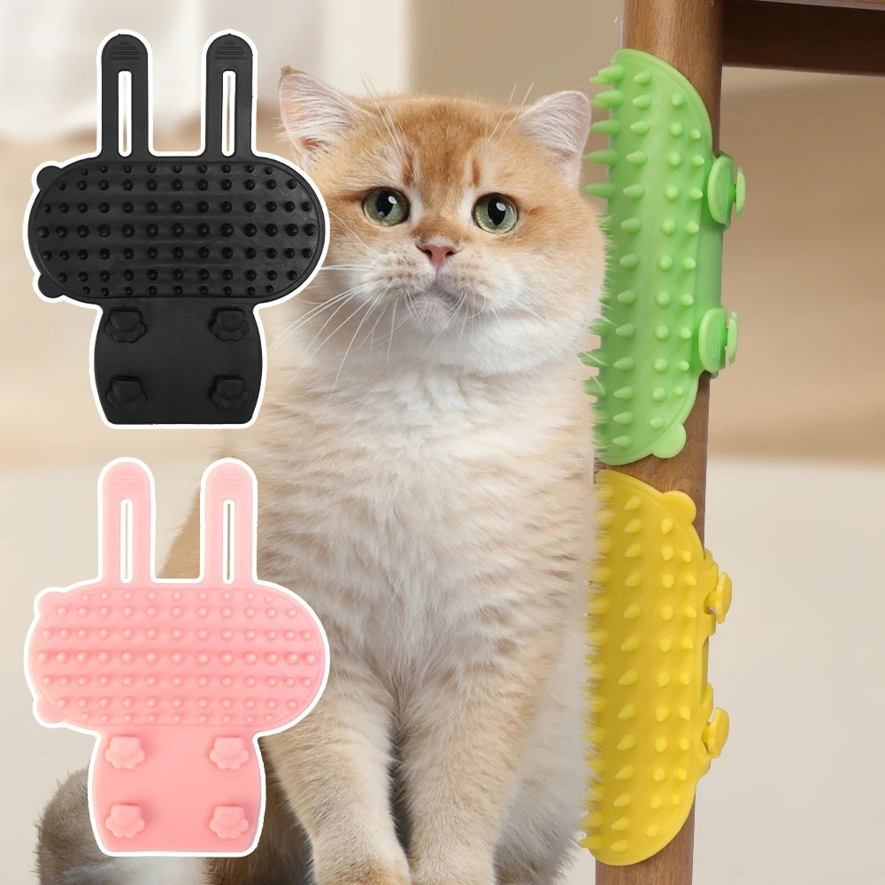 Cat Hair Removal Comb & Scratcher - Self Cleaning, Massage Grooming Brush for Kittens & Cats