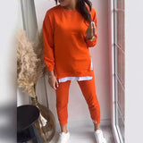 Women's Sports Suit Fashion Slit Design Sweatshirt Top And Slim-fit Trousers Sweatpants Casual Two Piece Set Outfit