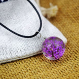 Dried Flower Starry Time Gemstone Necklace - Glass Bead Elegance - Minihomy