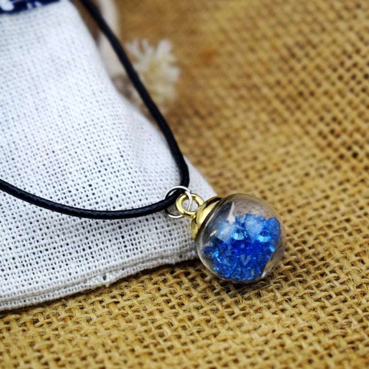 Dried Flower Starry Time Gemstone Necklace - Glass Bead Elegance - Minihomy