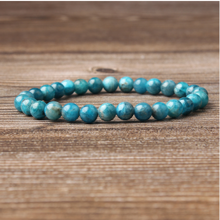 Natural Blue Apatite Bracelets Are Suitable For Men And Women To Wear Elastic Beaded - Minihomy