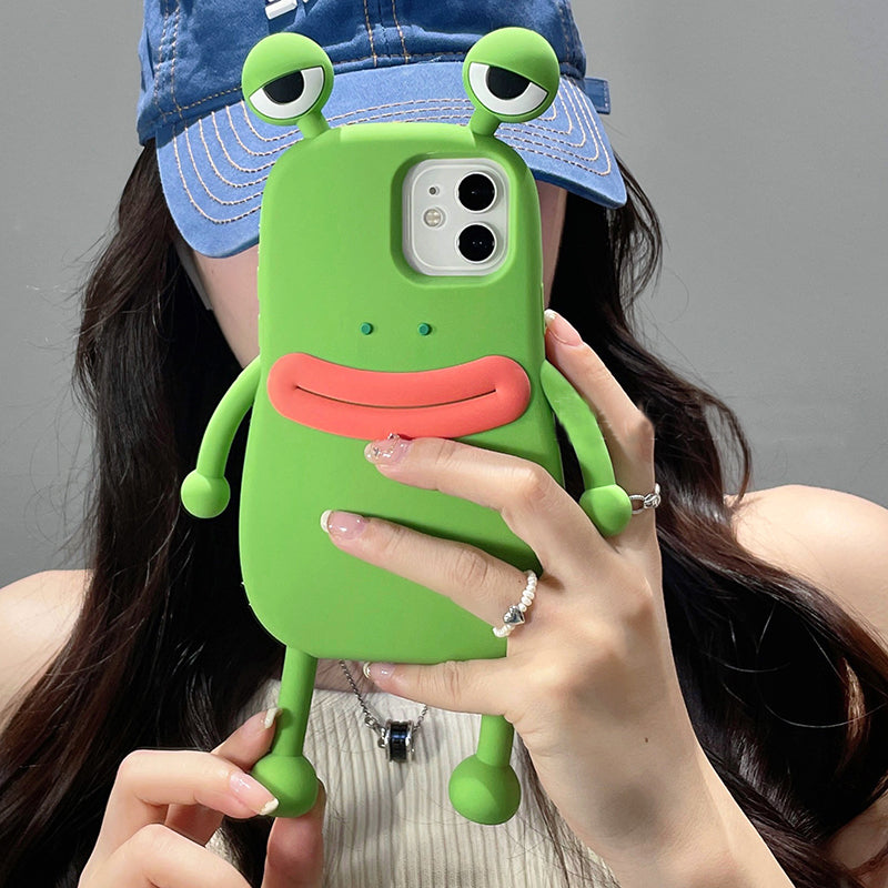 Funny Silicone 3D Frog Phone Case Cartoon Cute Shockproof Bumper Cover