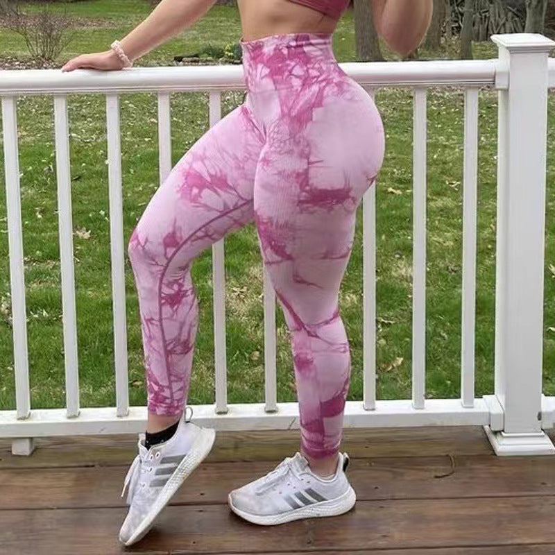 Tie Dye Leggings Women Fitness Yoga Pants Seamless Push Up Workout Tights