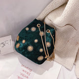 Women's Velvet Bucket Bag