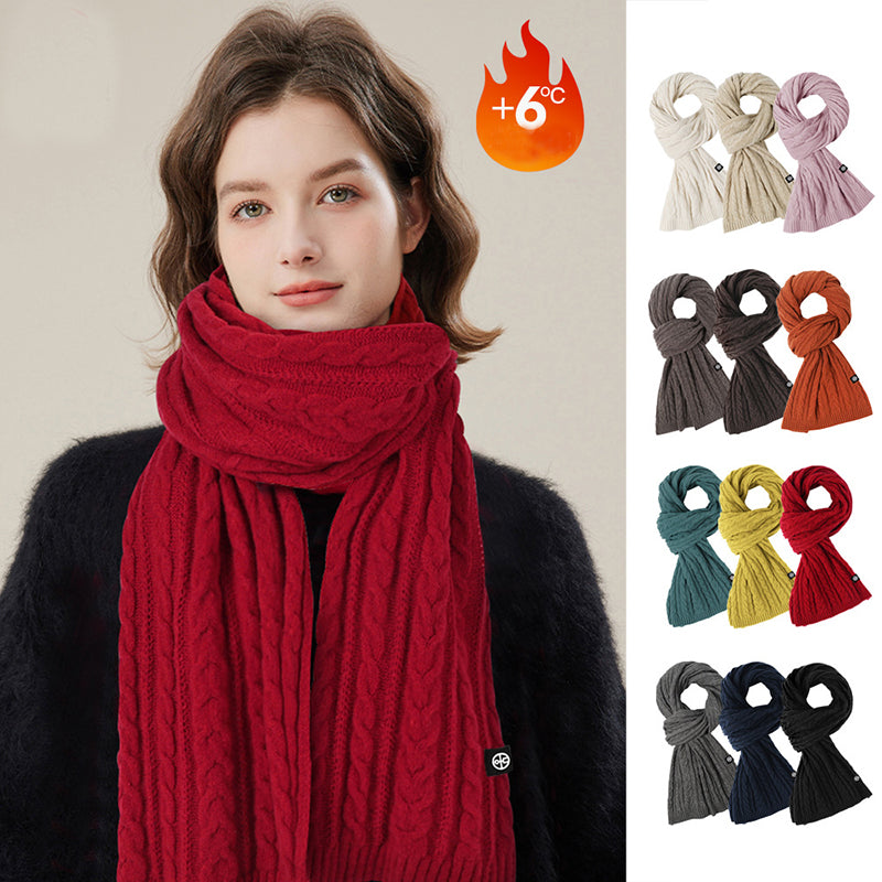 Solid Color Scarf For Women Winter Warm Versatile  Shawl Sweet Knitted Woolen Long Scarf