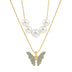 Butterfly Necklace Pearl Double Strand: Elegant European-American Style - Minihomy