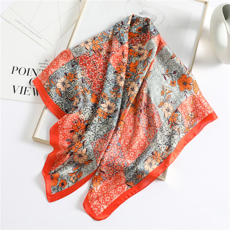 Silk Scarves Female Printing Hijab