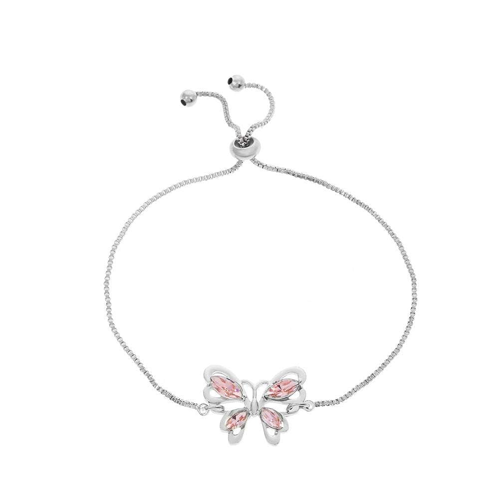 Affordable Luxury Pink Crystal Hollow Butterfly Bracelet - Minihomy