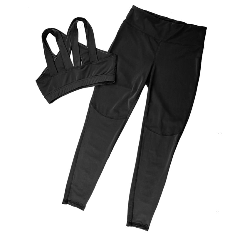 Newest Pink Hollow Women Sets Elastic Running Sport Suit Fitness Clothing - Minihomy