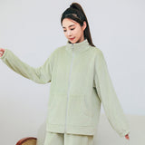 Winter Pajamas Sets Homewear With Pockets Design Thickened Coral Velvet Stand Collar Warm Pajamas