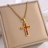 Fashion Jewelry European And American Ing Style Diamond Cross Necklace Unique No Color Fading