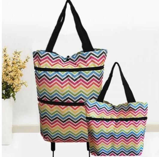 2 in 1 Foldable Shopping Cart with Wheels Premium Oxford Fabric Multifunction Shopping Bag - Minihomy