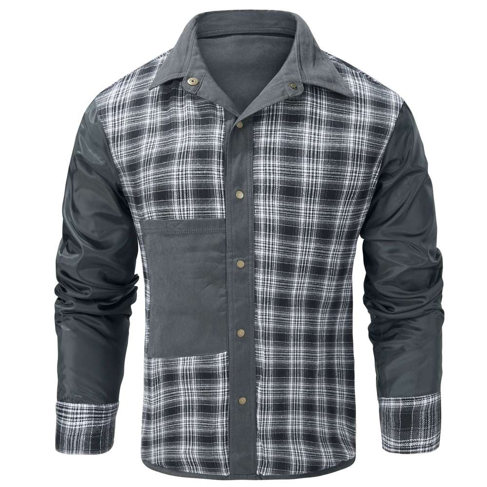 Lapel Plaid Flannel Casual Retro Western Style Jacket - Minihomy