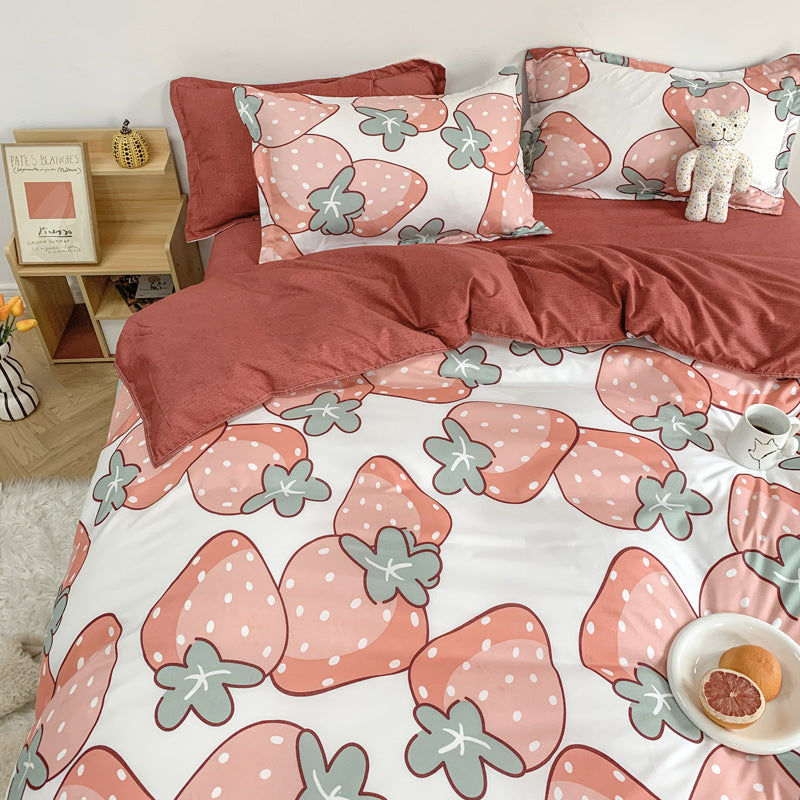 Four Piece Set Of Cute Cartoon Bed Sheets