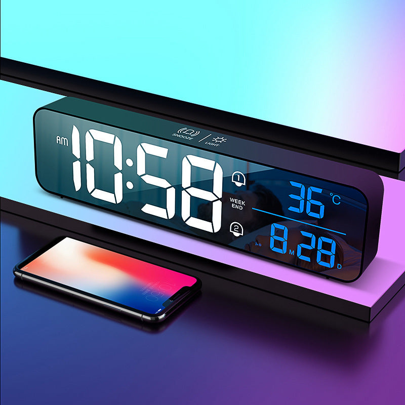 LED Wall Clock Electronic Digital Music Alarm Clock Office Smart Square Clock