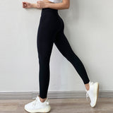 High Waist Workout Leggings Breathable Striped Abdominal Trousers