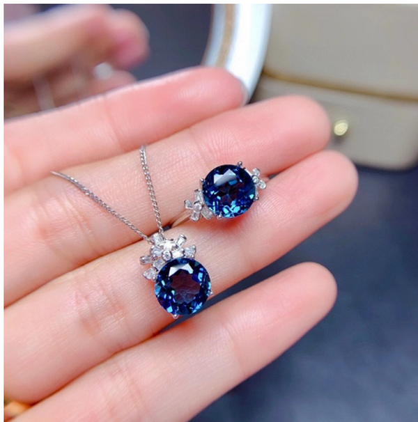 Jewelry Sets For Women London Blue Stones Pendants Necklaces - Minihomy